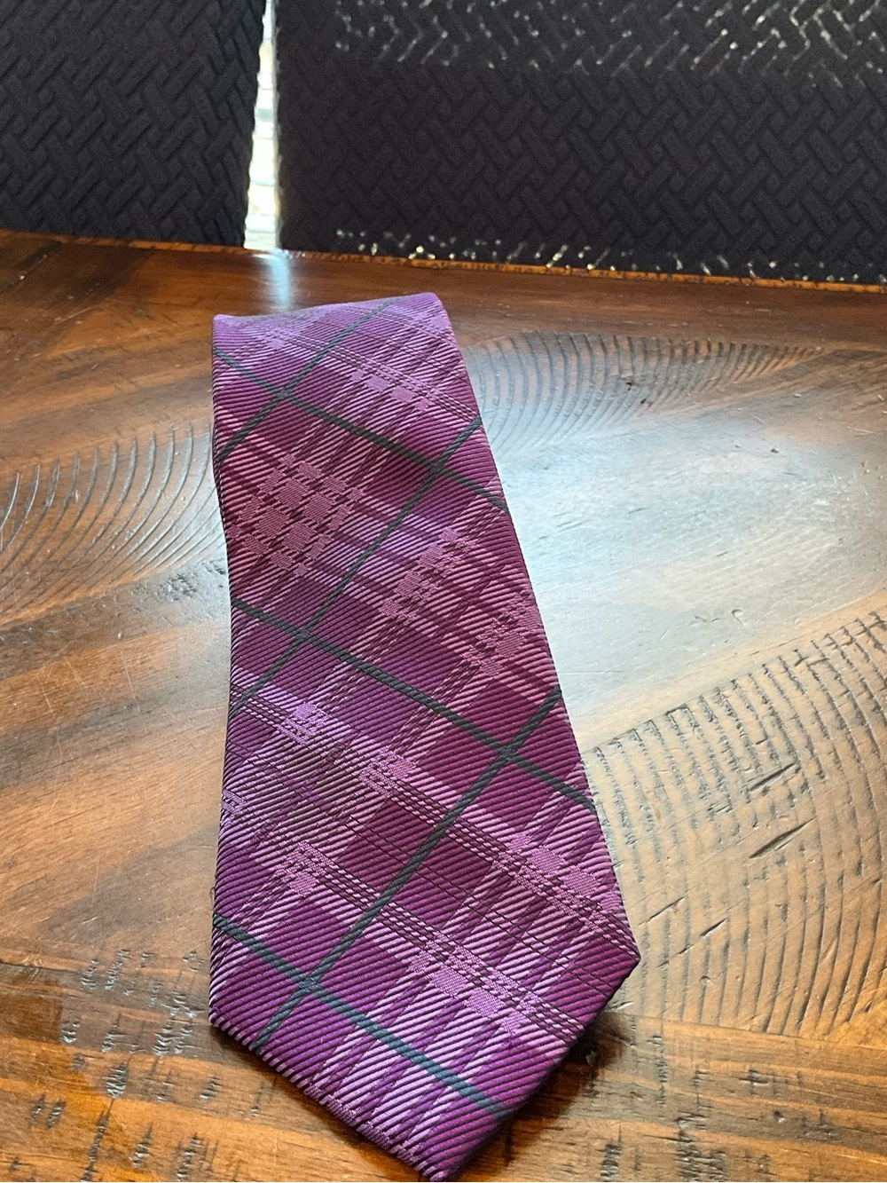 Men's Purple Plaid Tie - Classic Patterned Dress Tie